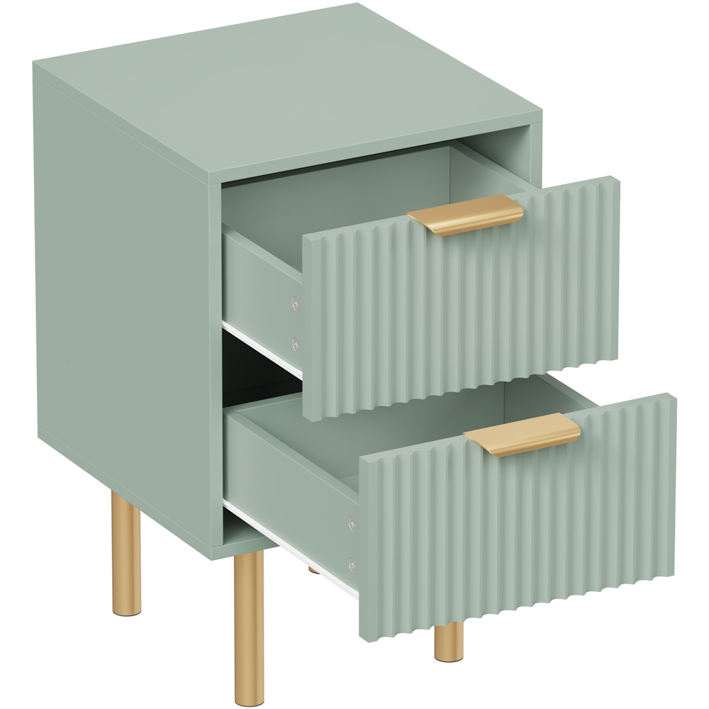 FurnitureHMD 2 Drawer Green Wave Pattern Bedside Table Image 6