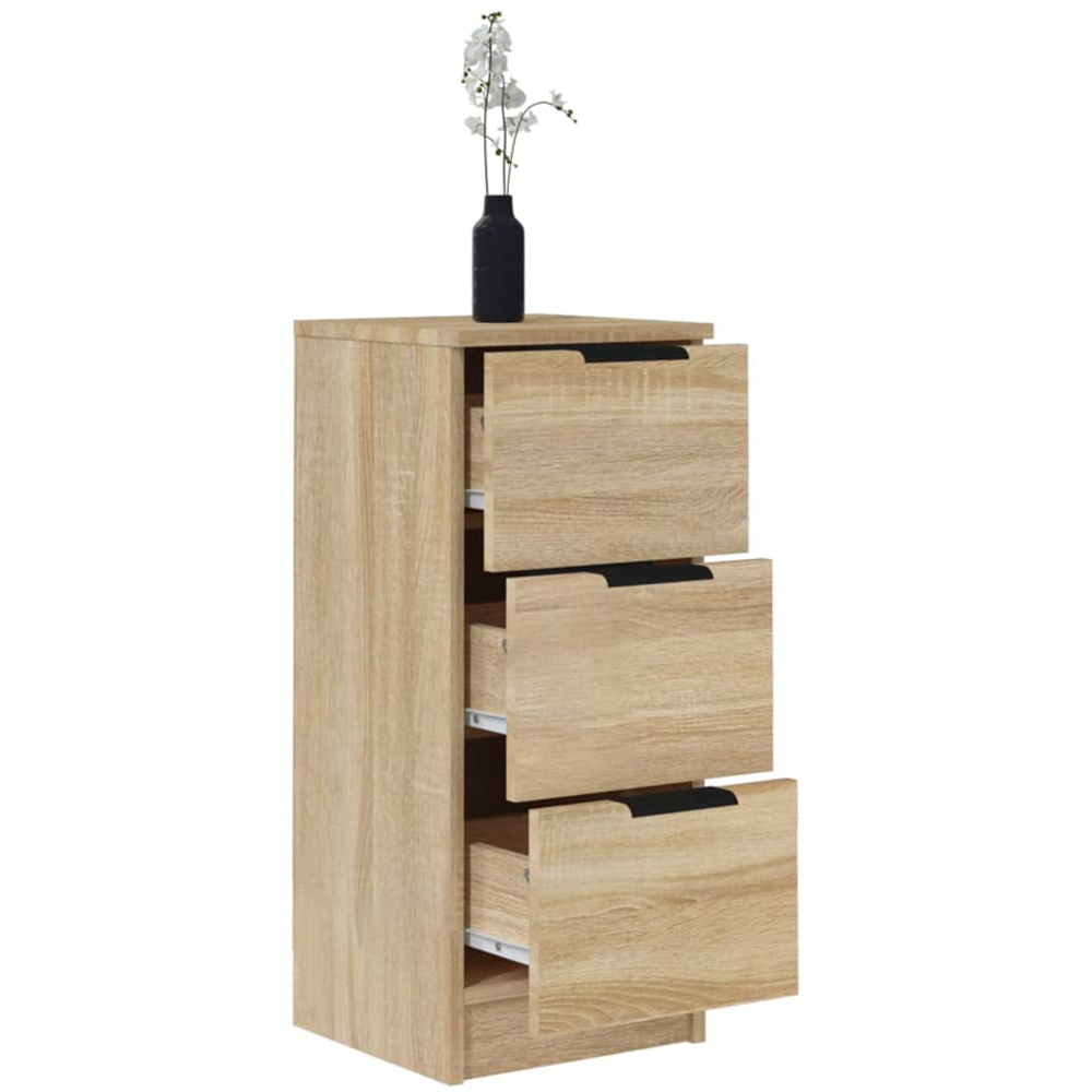 vidaXL 3 Drawer Sonoma Oak Sideboard Set of 2 Image 4