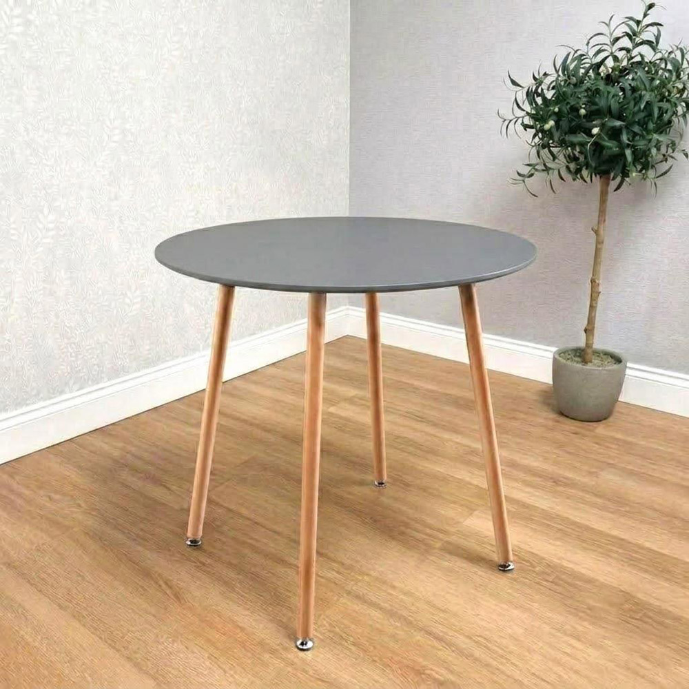 Kosy Koala 4 Seater Velvet Round Dining Set Grey Image 3