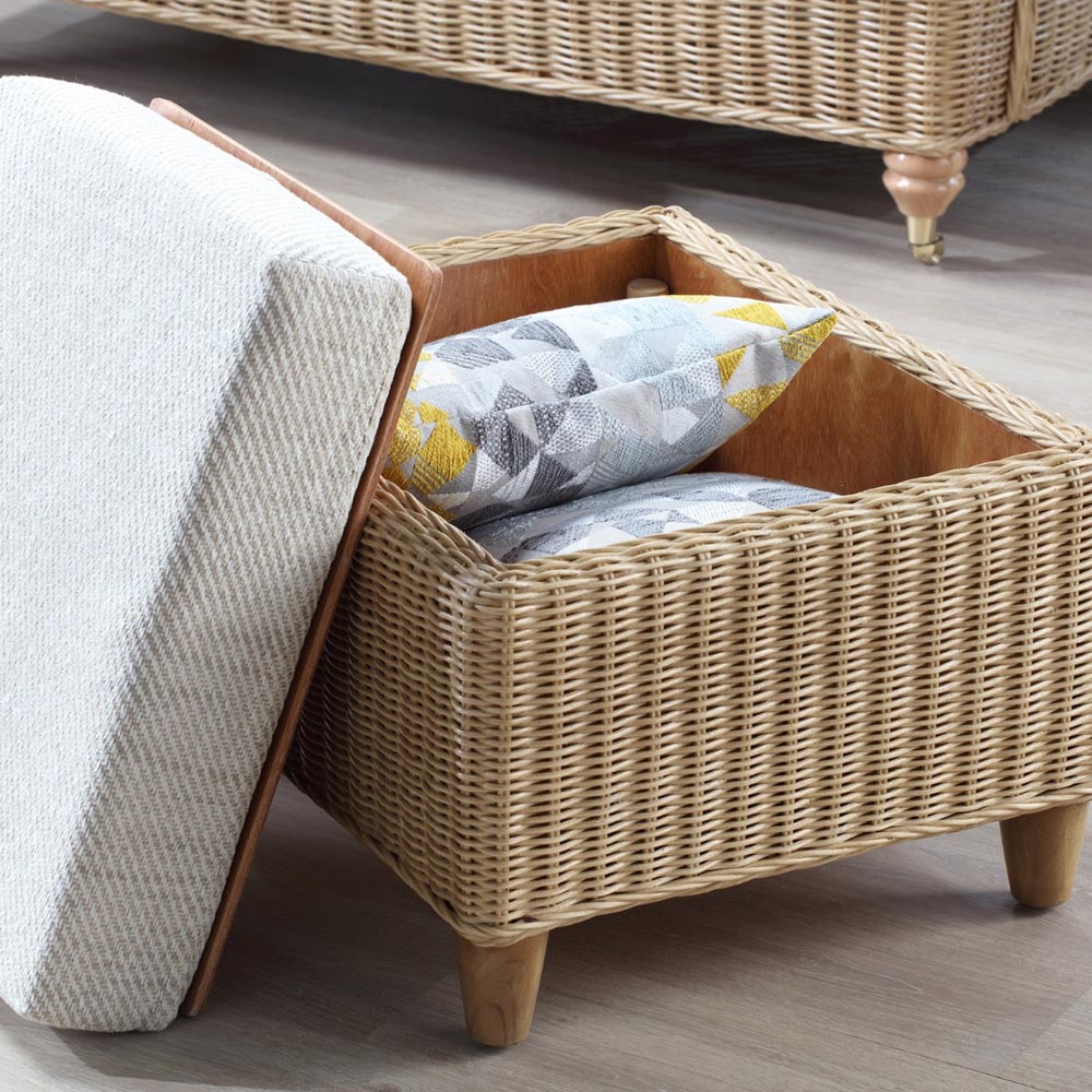Desser Furniture Seville Light Oak Natural Rattan Jasper Footstool Image 3