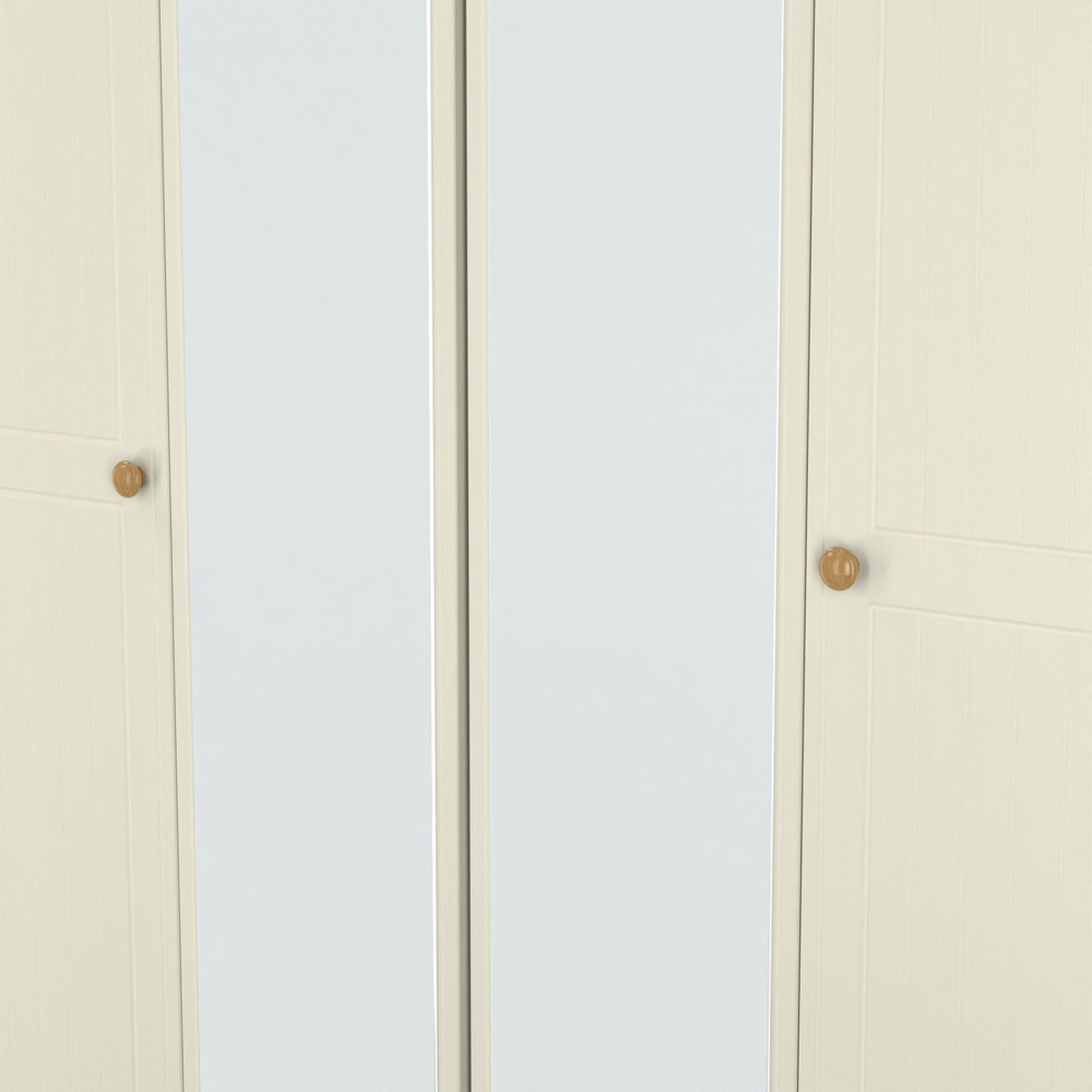 Crowndale Warwick 4 Door Cream Ash and Modern Oak Mirror Wardrobe Ready Assembled Image 5