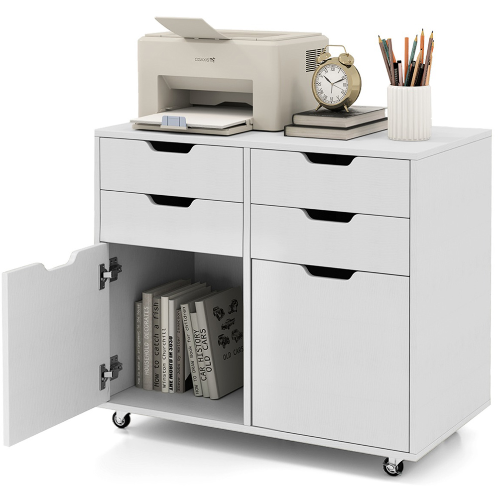 Costway 4 Drawer White Chest of Drawers with Universal Wheels Image 9