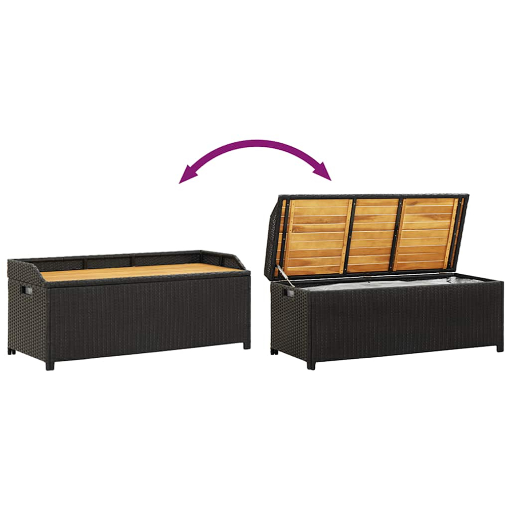 vidaXL Black Poly Rattan Garden Storage Bench 120 x 50 x 50cm Image 7