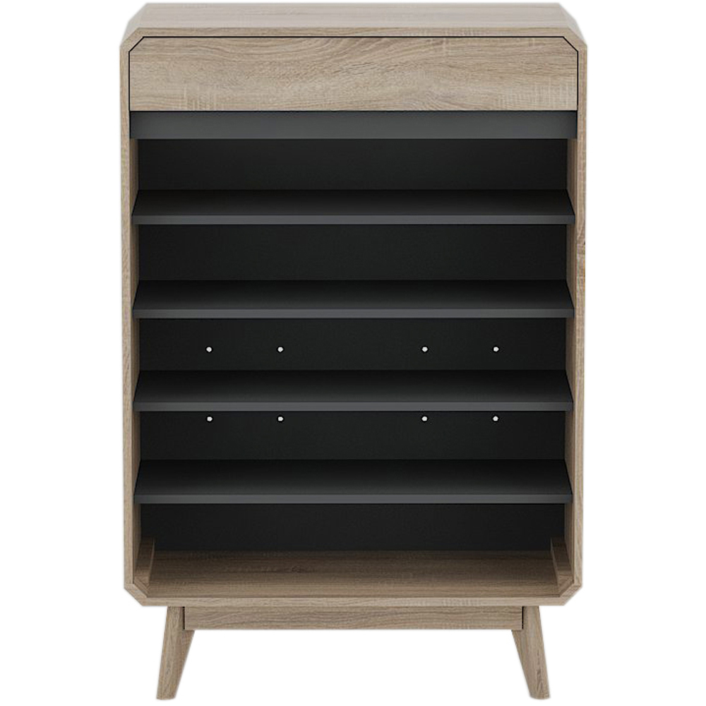 Kudl BR15 Single Drawer 4 Shelf Light Oak Shoe Cupboard Image 3