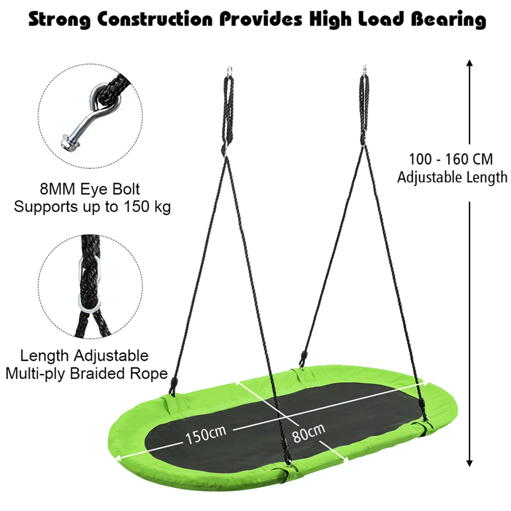 Costway Green Children Oval Adjustable Swing Set 150cm Image 7