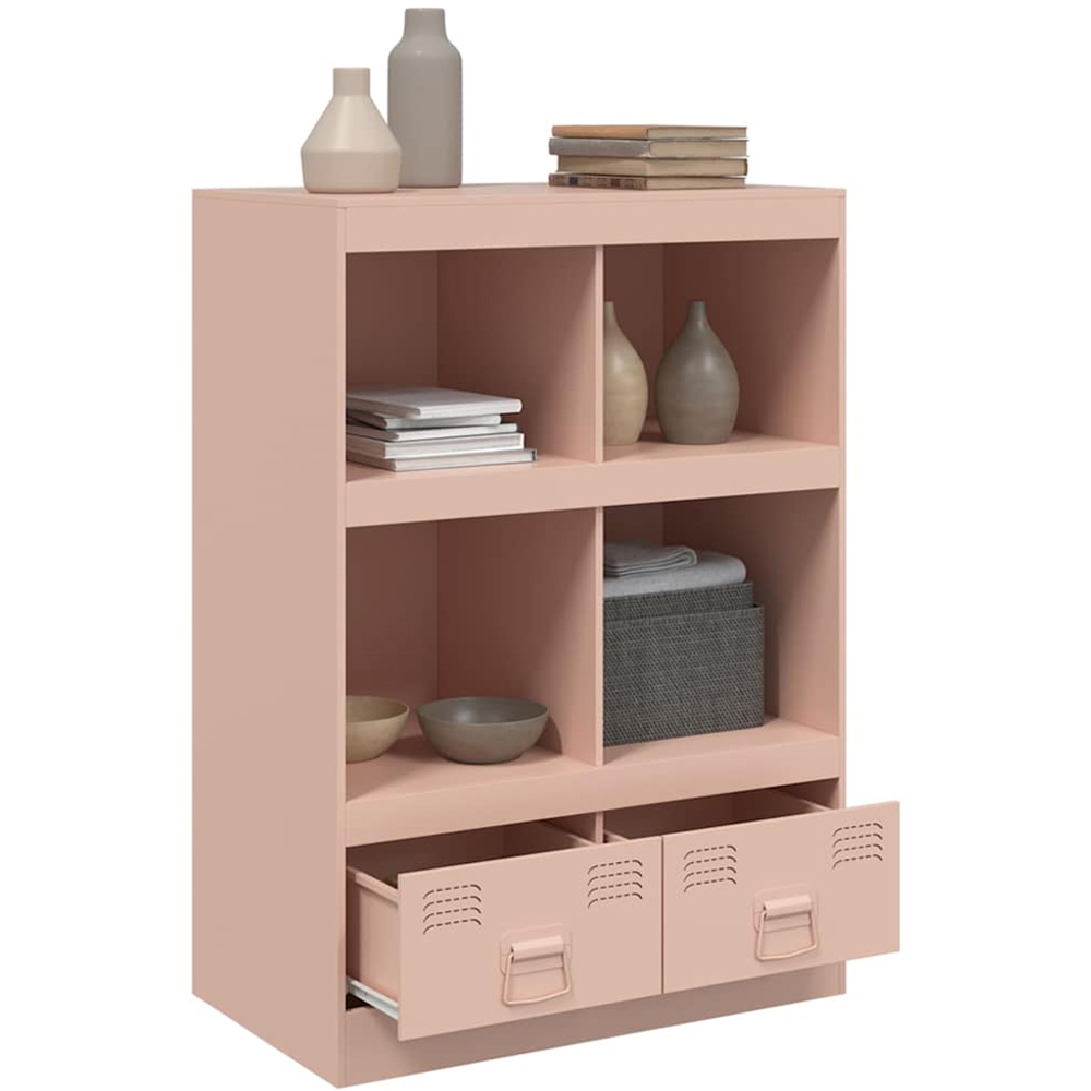 vidaXL 4 Drawer 4 Open Shelf Pink Highboard with Metal Handle Image 5