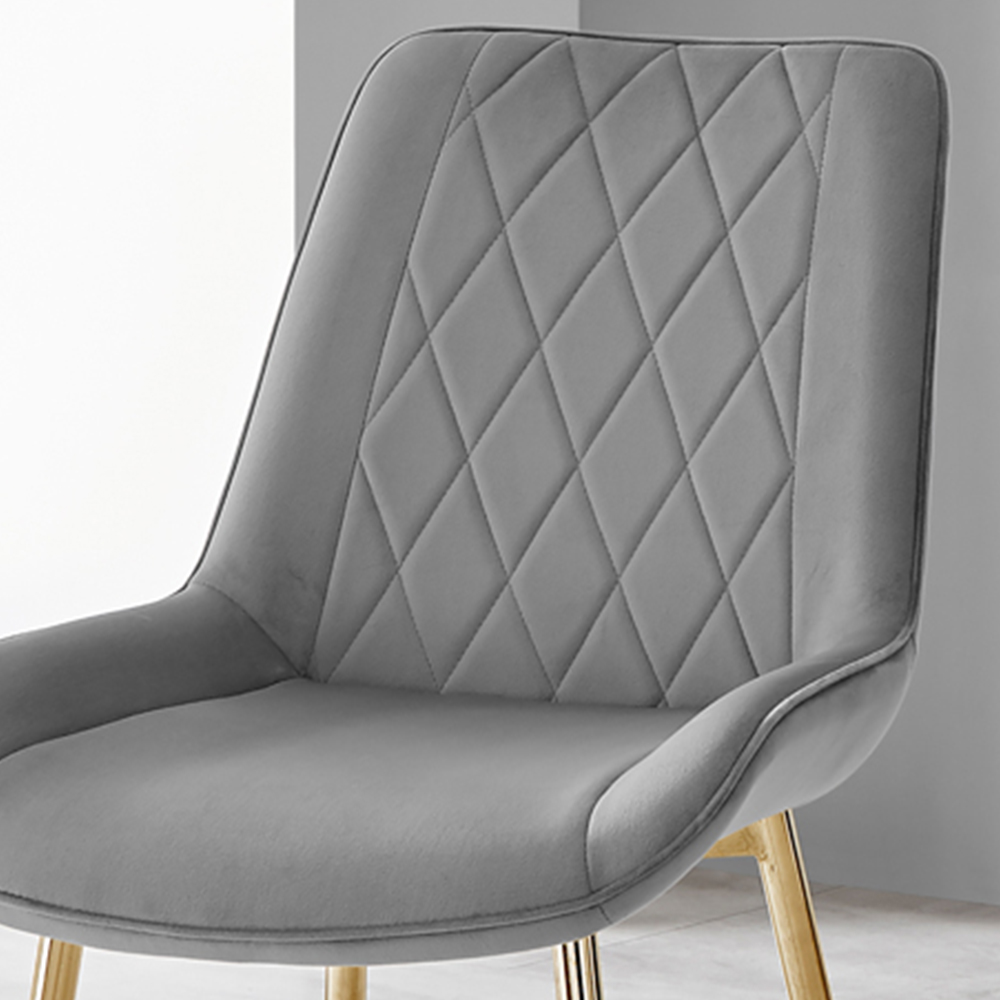 Furniturebox Cesano Set of 2 Grey and Gold Velvet Dining Chair Image 5
