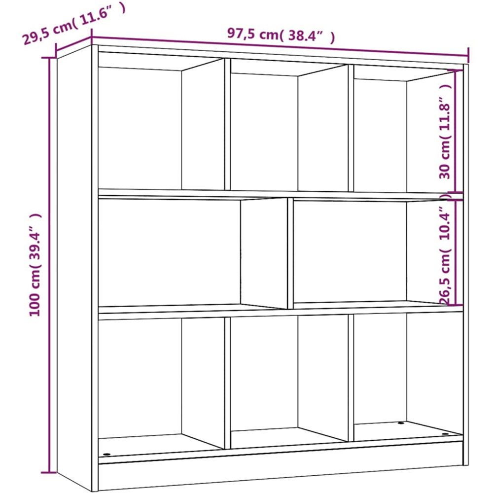 vidaXL 8 Shelf Smoked Oak Bookcase Image 8