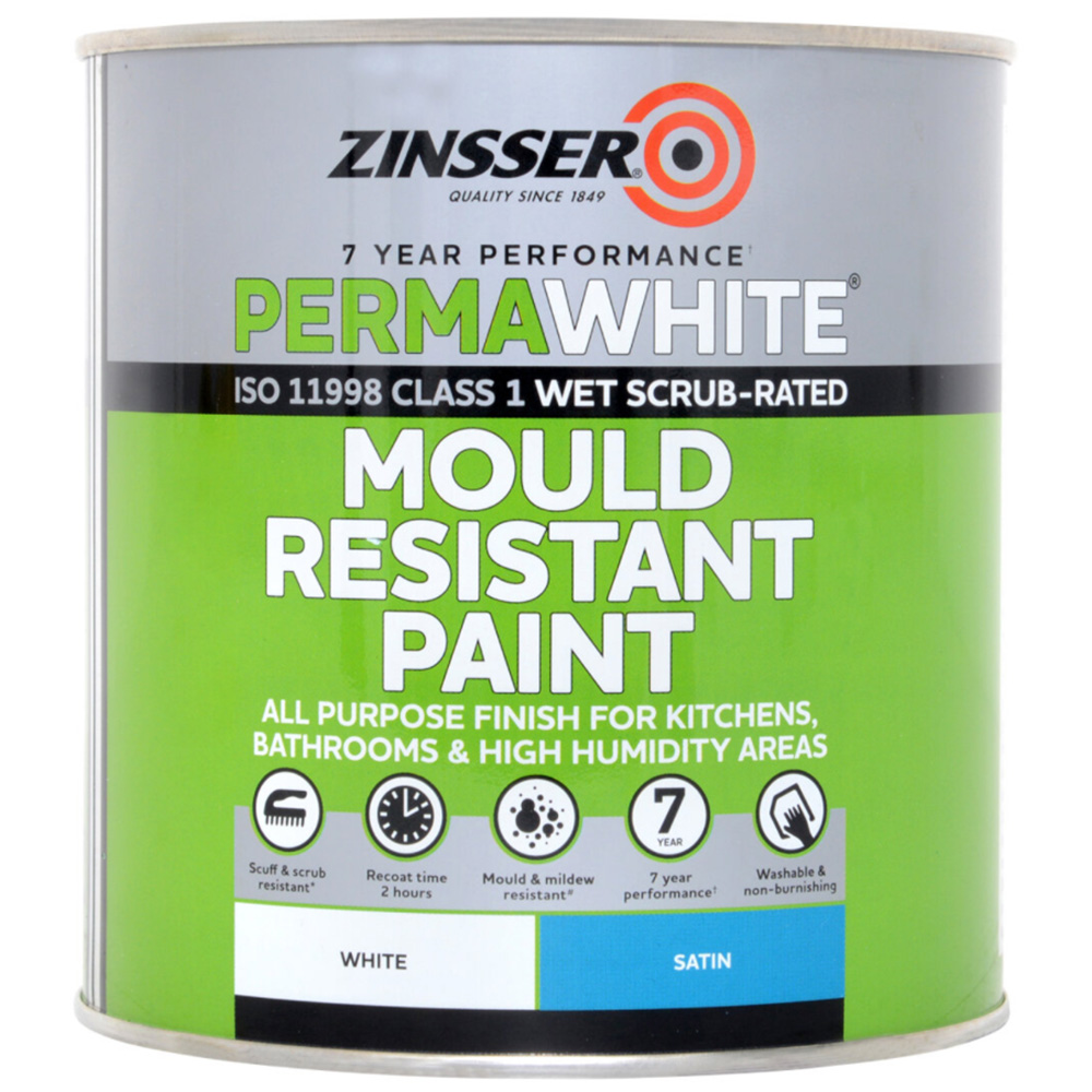Zinsser Permawhite Satin White Interior Paint 1L Image 2
