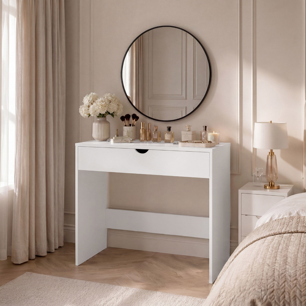 VIDA DESIGNS Single Drawer White Dressing Table Image 4