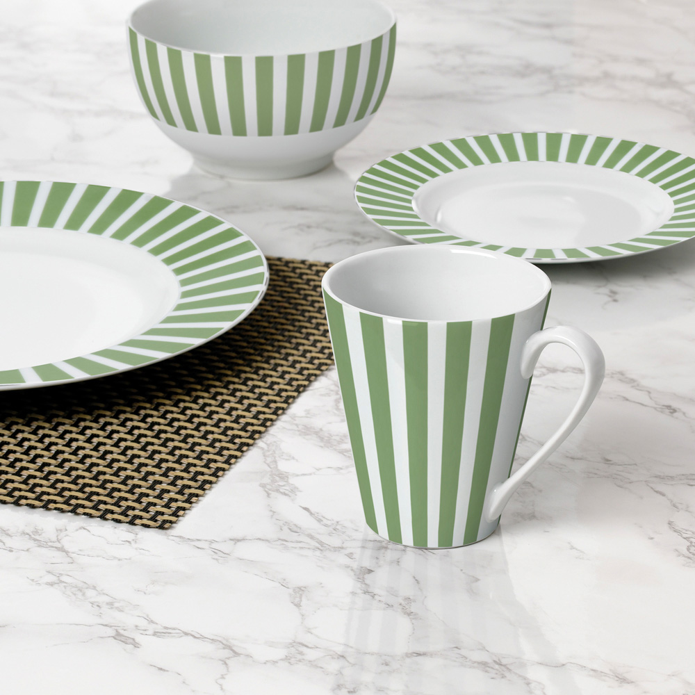 Waterside Green Stripe 16 Piece Dinner Set Image 4