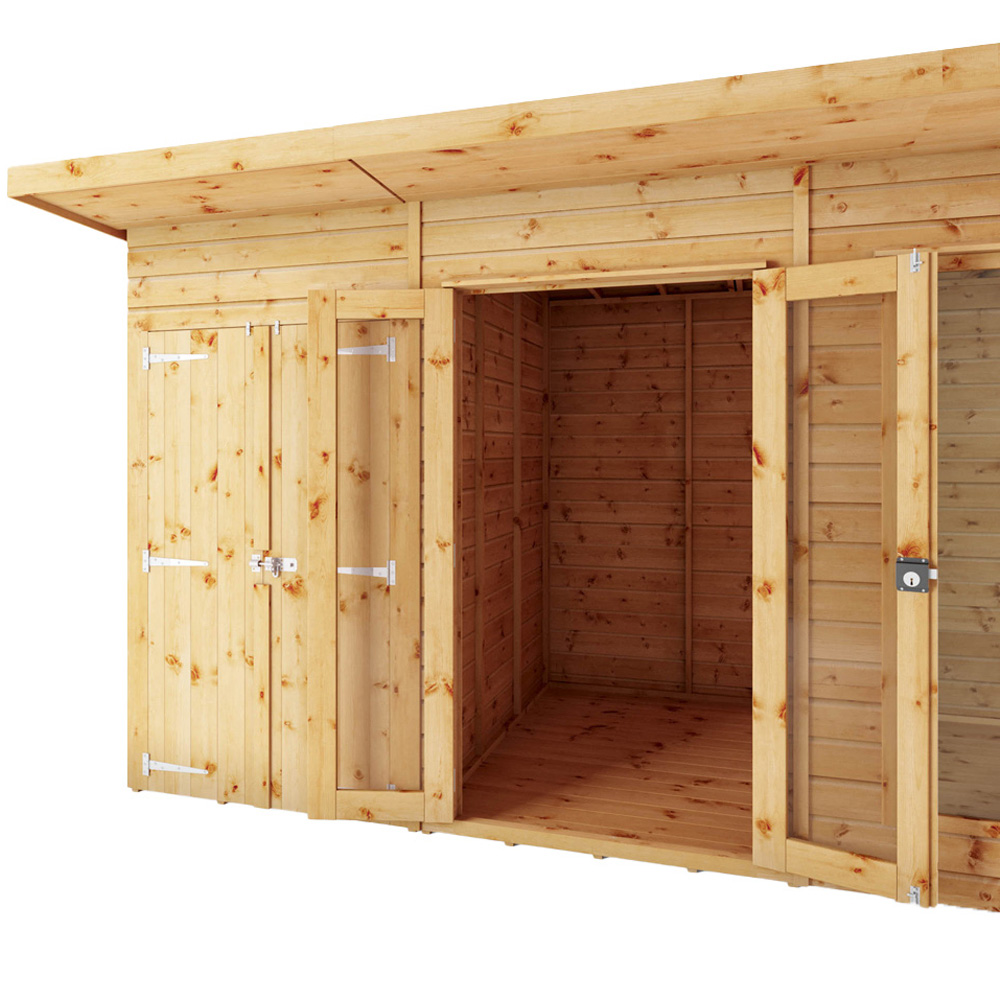 Mercia Maine 14 x 6ft Double Door Shiplap Pent Traditional Summerhouse with Side Shed Image 4