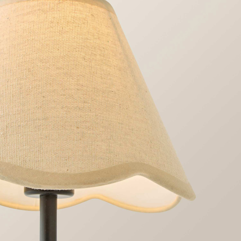 ValueLights Lowe Natural Scallop Flower Shade Black Rechargeable Table Lamp with Bulb Image 4