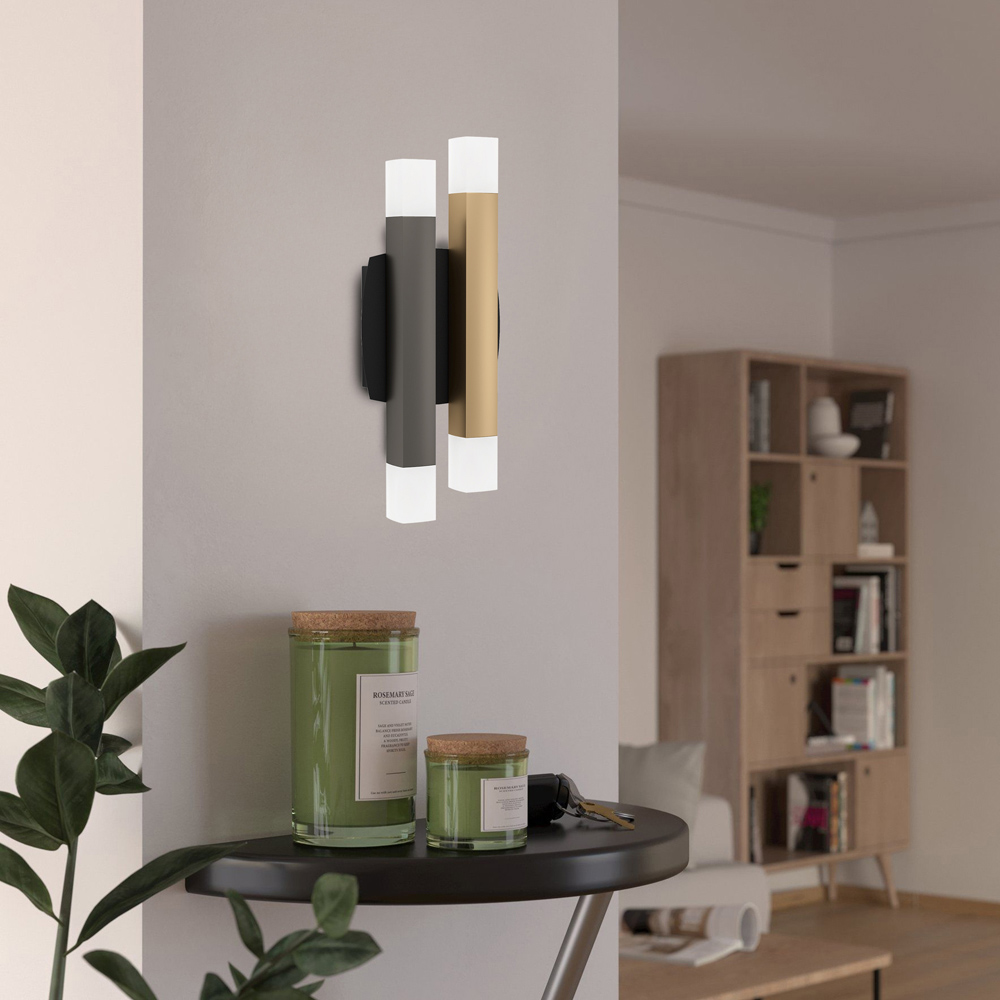 EGLO Estanterious Black Grey and Brown LED Wall Light Image 2