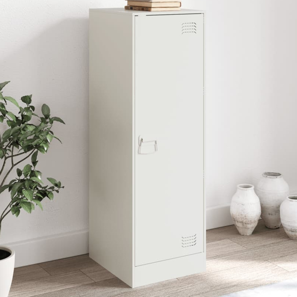 vidaXL Single Door Steel White Sideboard Image 1