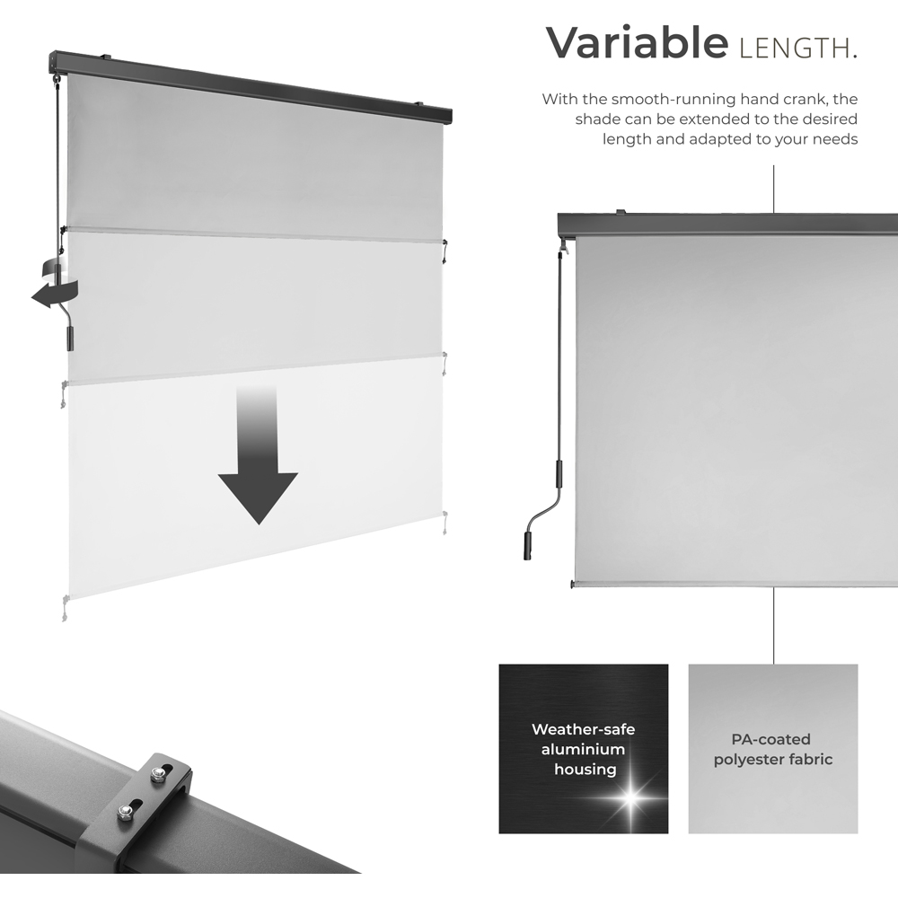 tectake Eloise Light Grey Vertical Awning with 2 Wall Bracket Image 7