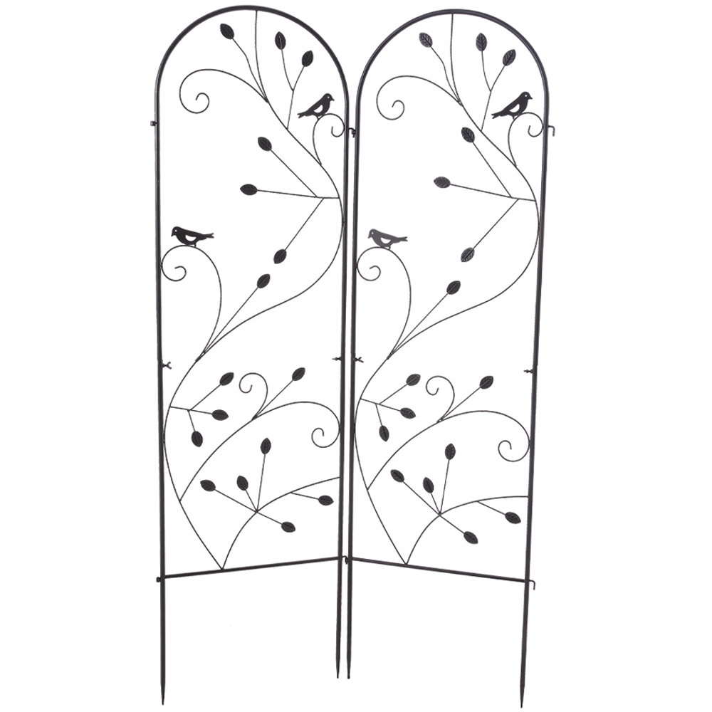 Living and Home Black Bird and Vine Arched Wrought Iron Garden Trellis Image 6