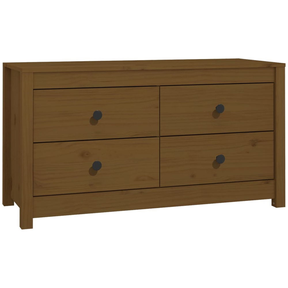 vidaXL 4 Drawer Honey Brown Solid Pine Wood Sideboard Image 2