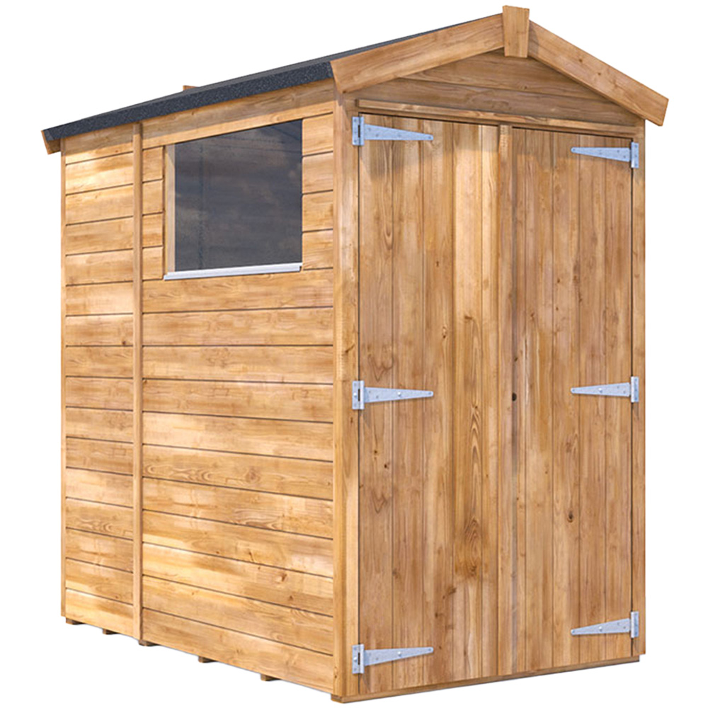 Dunster House Overlord 4 x 6ft Modular Brown Apex Garden Shed Image 1