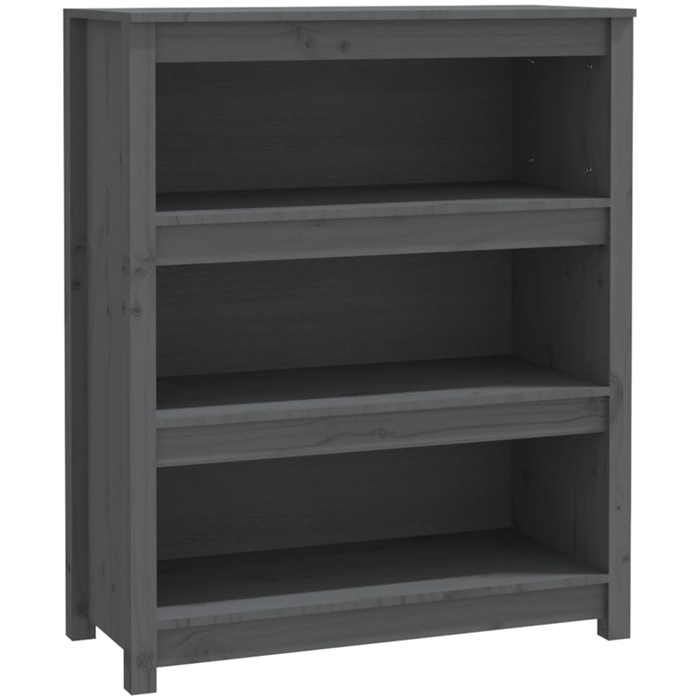 vidaXL 3 Shelf Grey Solid Pine Wood Bookcase Image 2