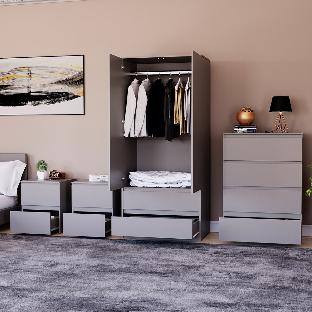 Denver Grey 4 Piece Bedroom Furniture Set Image 3