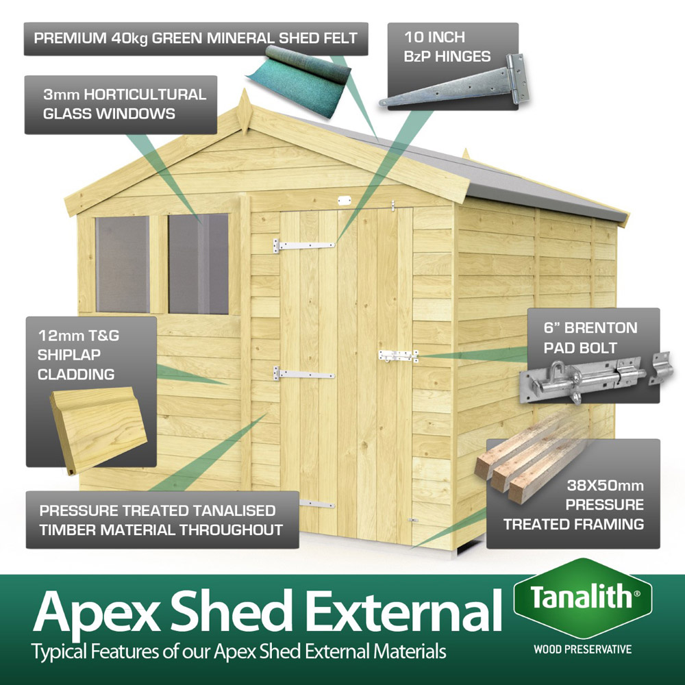 DIY Sheds 5 x 12ft Tongue and Groove Timber Apex Security Garden Shed Image 8