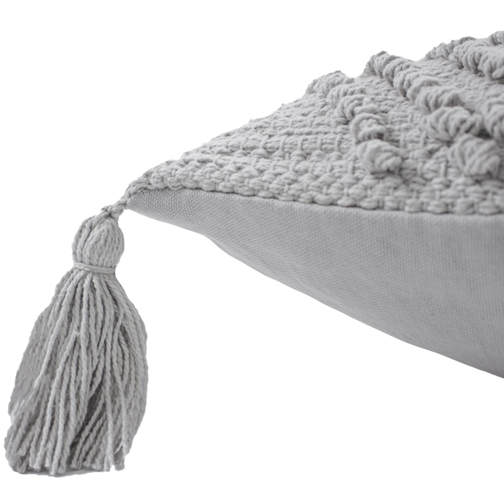 furn. Halmo Grey Woven Tasselled Cushion Image 4