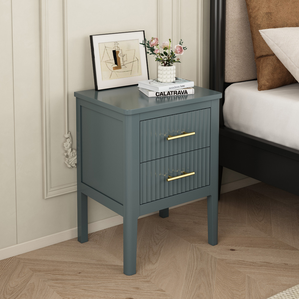 Palau 2 Drawer Grey Bedside Table Image 7