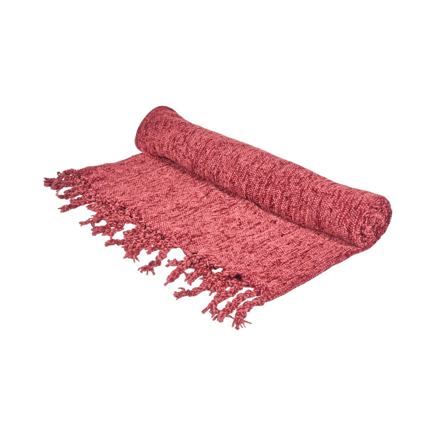Chenille Tassel Throw Burgundy Image 1
