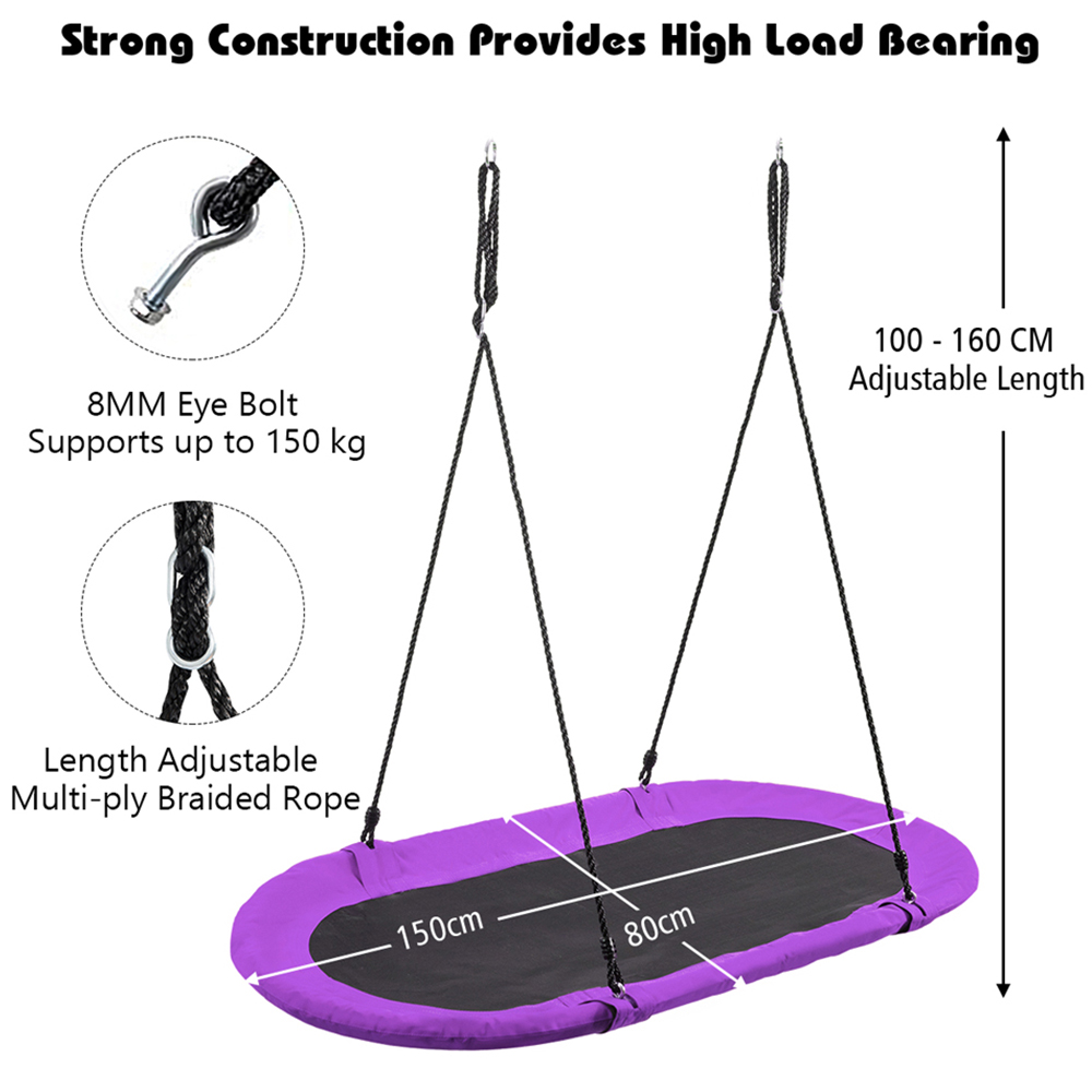 Costway Purple Children Oval Adjustable Swing Set 150cm Image 7