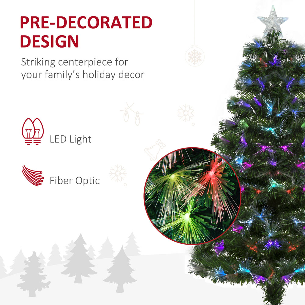 Everglow Fiber Optic LED Pre-Lit Green Artificial Christmas Tree 4ft Image 5