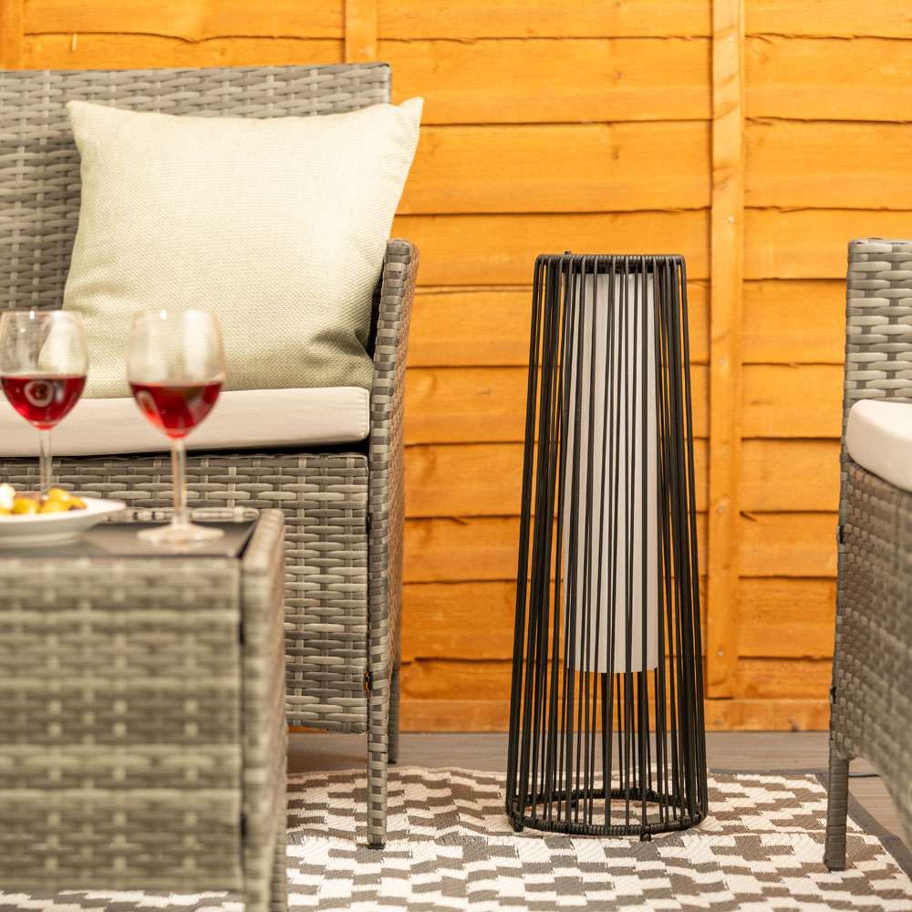 ValueLight Rattan Black Large Solar Floor Lamp Image 4