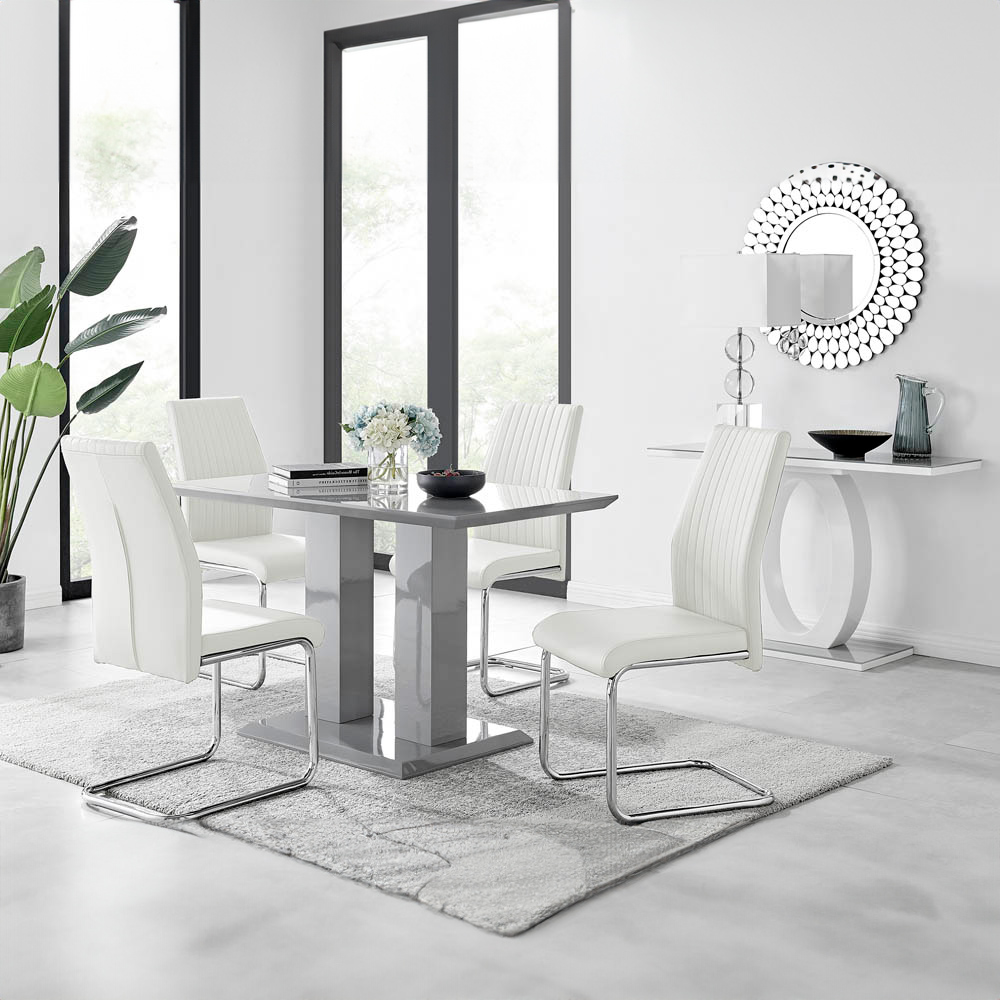 Furniturebox Molini Fontana 4 Seater Dining Set Grey Gloss White and Chrome Image 8
