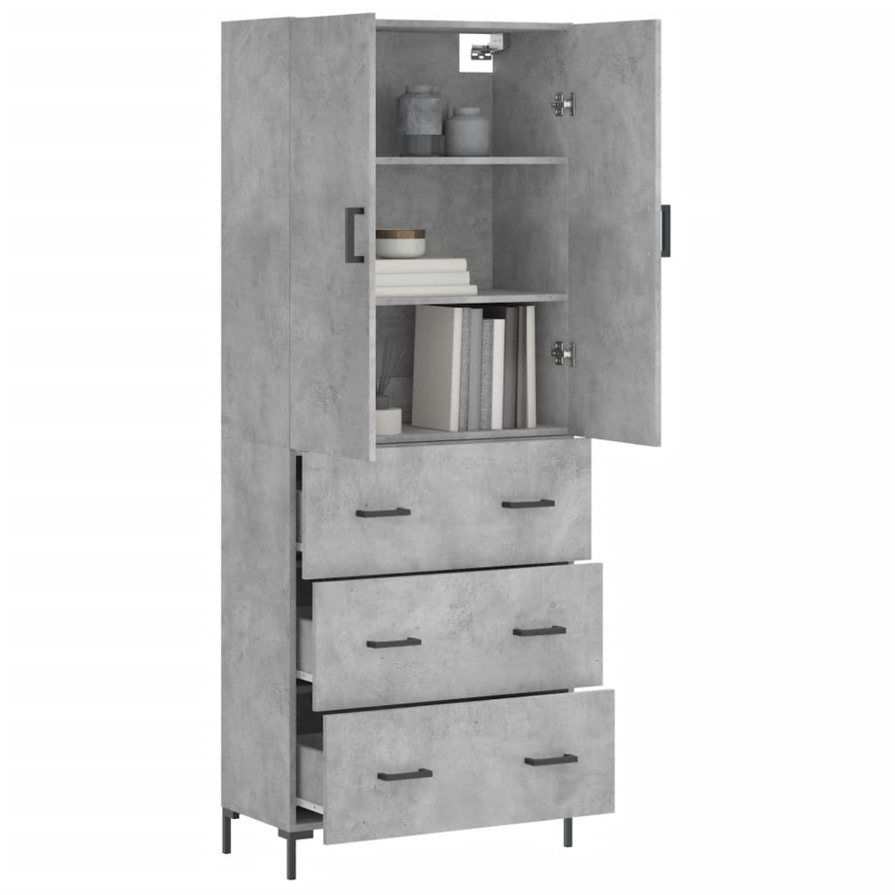 vidaXL 2 Door 3 Drawer Concrete Grey Highboard Image 3