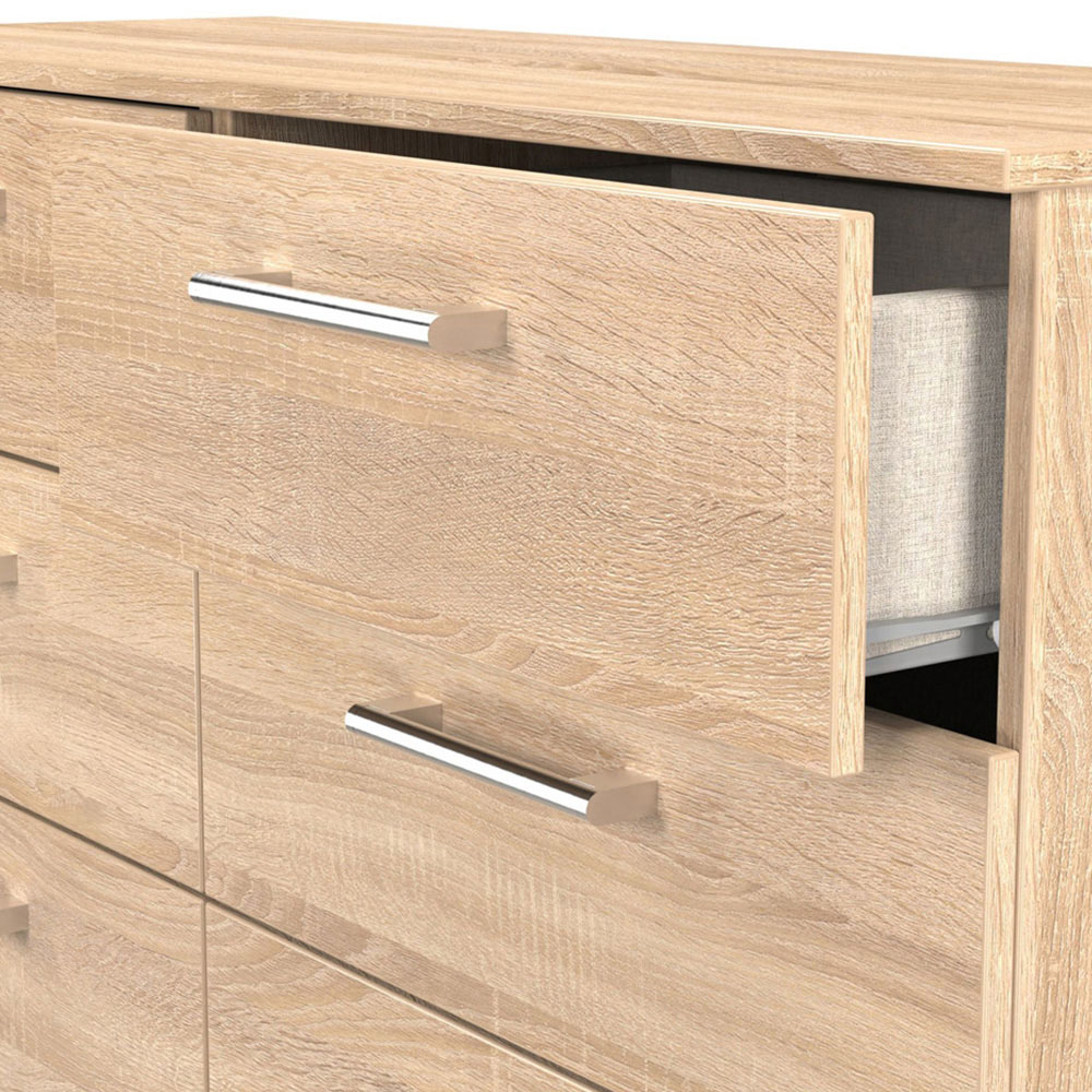 Crowndale Devon 6 Drawer Bardolino Oak Wide Chest of Drawers Ready Assembled Image 6