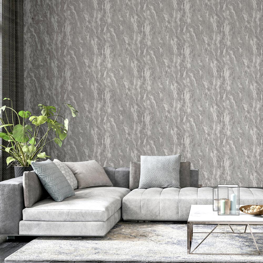 Arthouse Luxe Textured Pewter Wallpaper Image 4