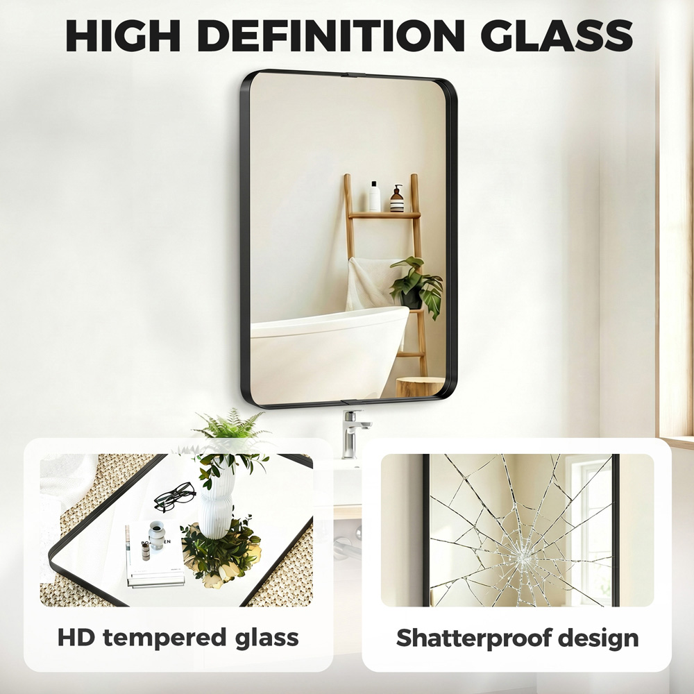 HOMCOM Black Wall Mounted Rectangular Wall Mirror 90 x 60cm Image 5