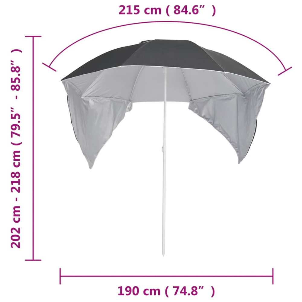 vidaXL Anthracite Beach Parasol with Side Walls 2.15m Image 5