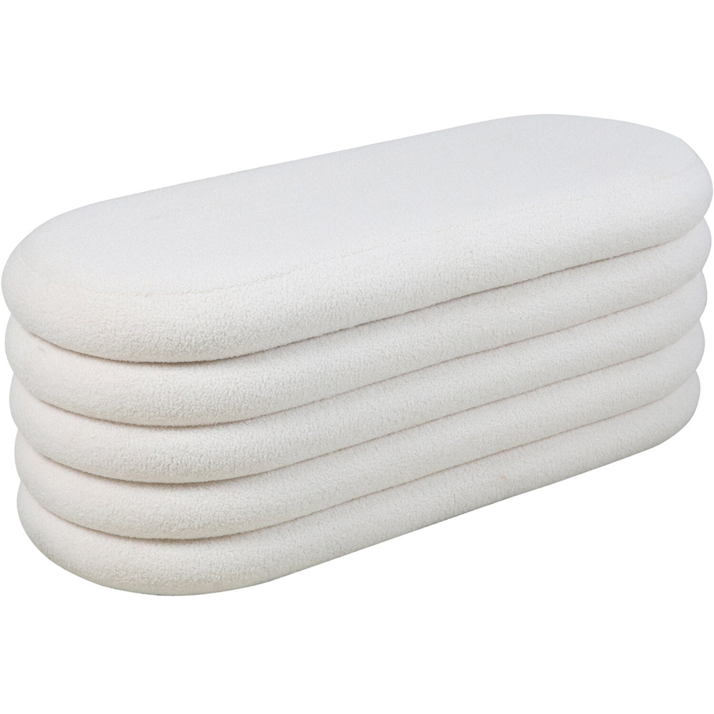 Cream Boucle Storage Ottoman Cream Image 2