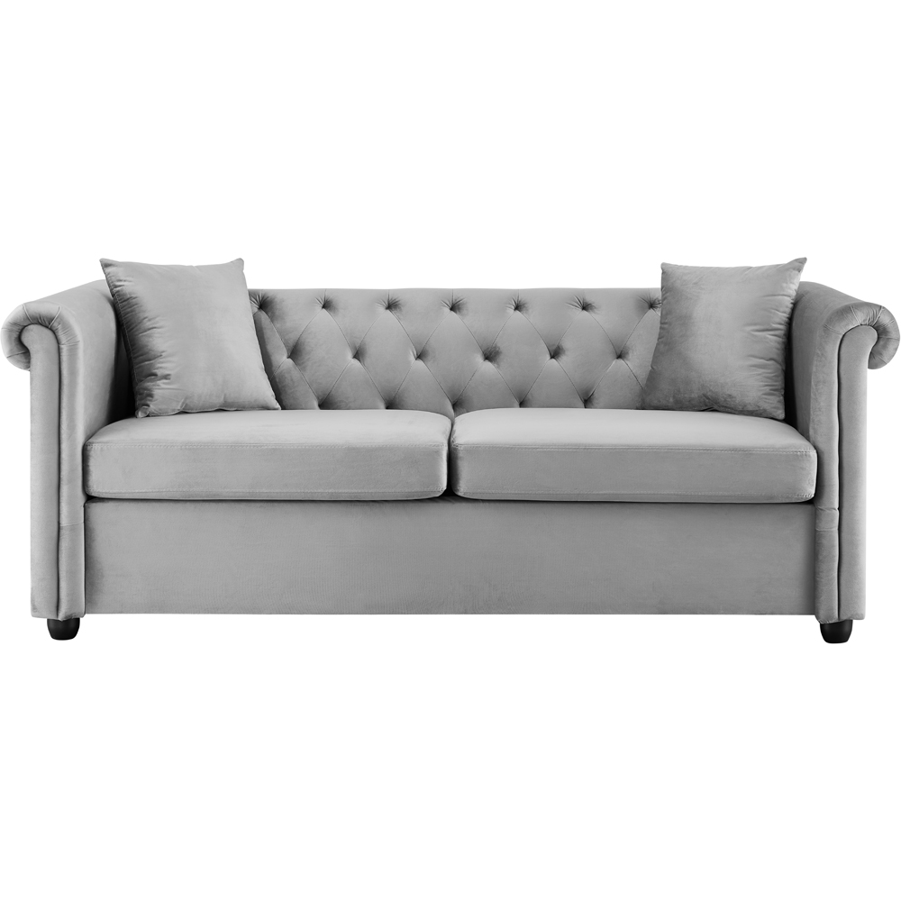 Home Detail Ascot Chesterfield 3 Seater Grey Velvet Sofa Image 3