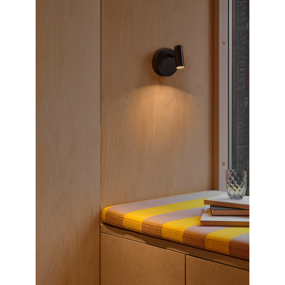 Nordlux Omari 320 Lumens 2700K Black Round LED Wall Light Image 2