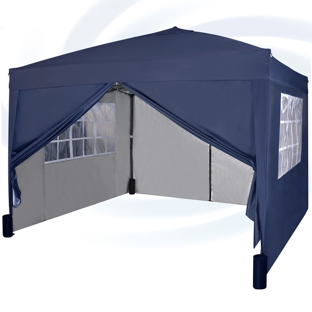 Blue Pop Up Outdoor Canopy Tent with Removable Sidewalls 3 x 3m Image 2