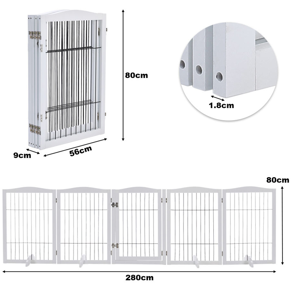 H&O Direct 5 Panel White Easy Setup Wooden Folding Pet Playpen Image 4