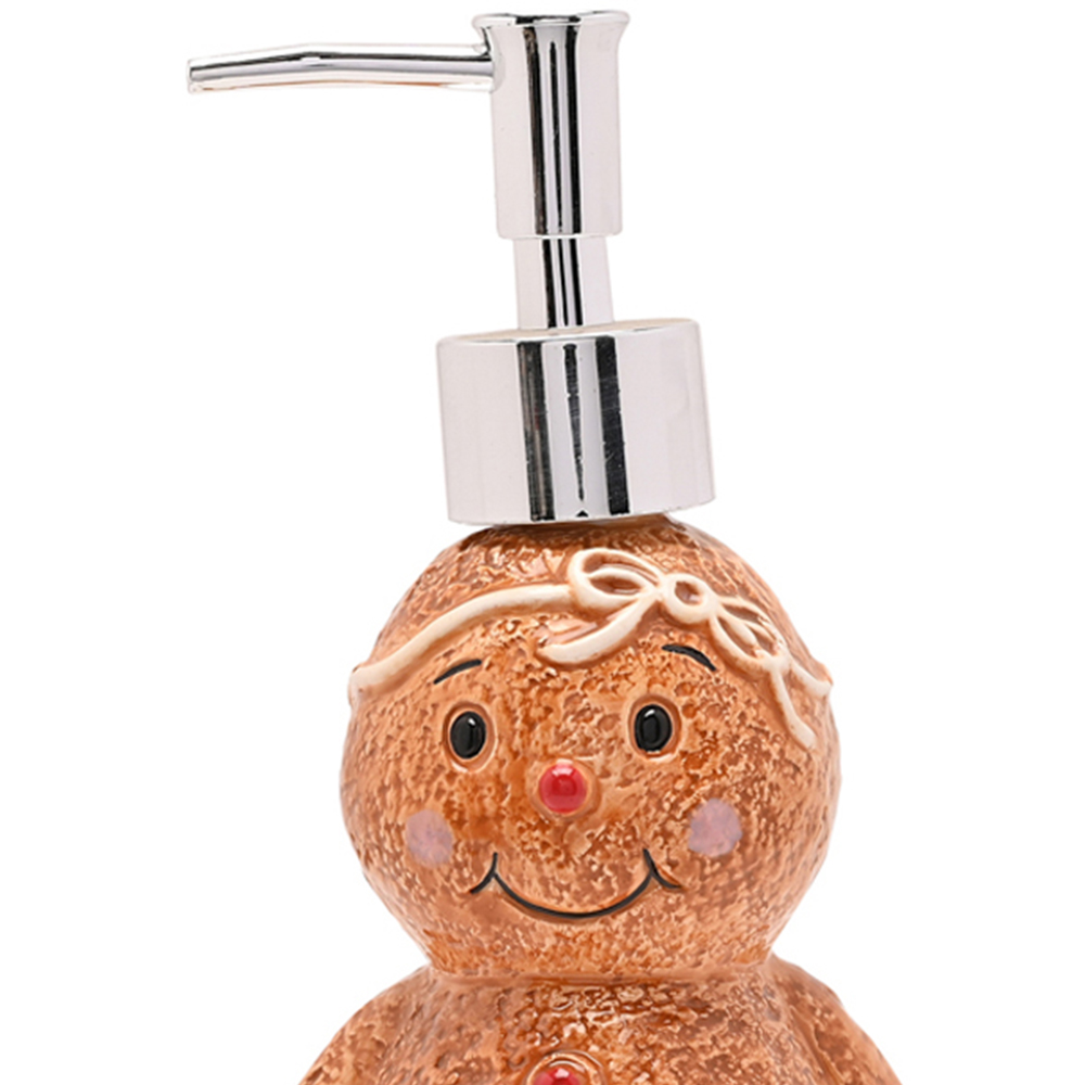 The Seasonal Gift Co. Santa and Friends Gingerbread Ceramic Hand Soap Dispenser Image 2