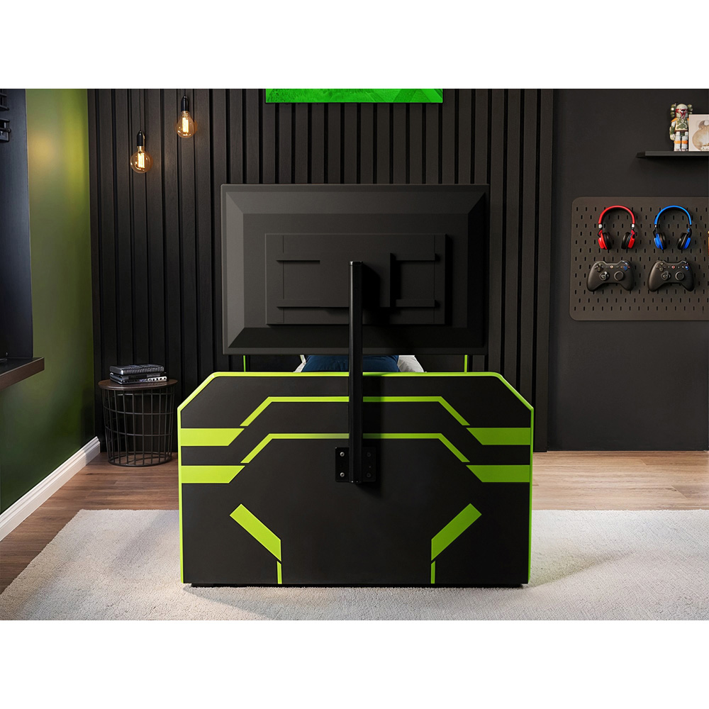 Recoil Alister Single Black and Green Side Lift Ottoman Bed with TV Support Image 6