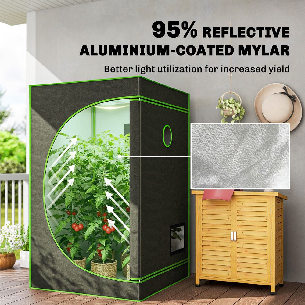 Outsunny Black Reflective Mylar Hydroponic 3.9 x 3.9ft Grow Tent Image 8