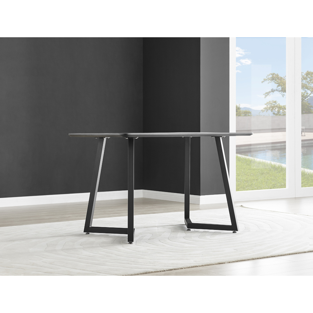 Furniturebox Copeland Valera Marble Effect 4 Seater Dining Set White Grey and Black Image 4
