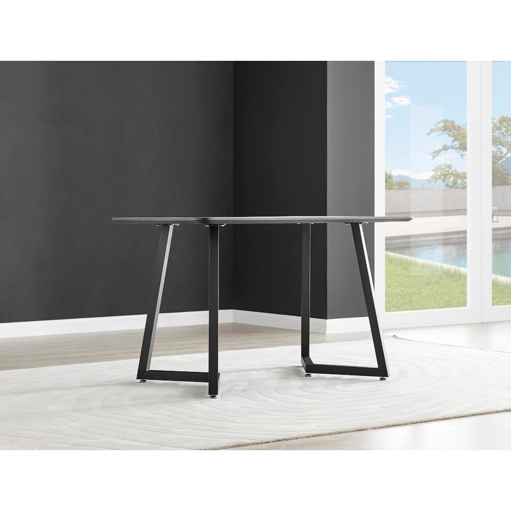 Furniturebox Copeland Valera Marble Effect 4 Seater Dining Set White and Black Image 4