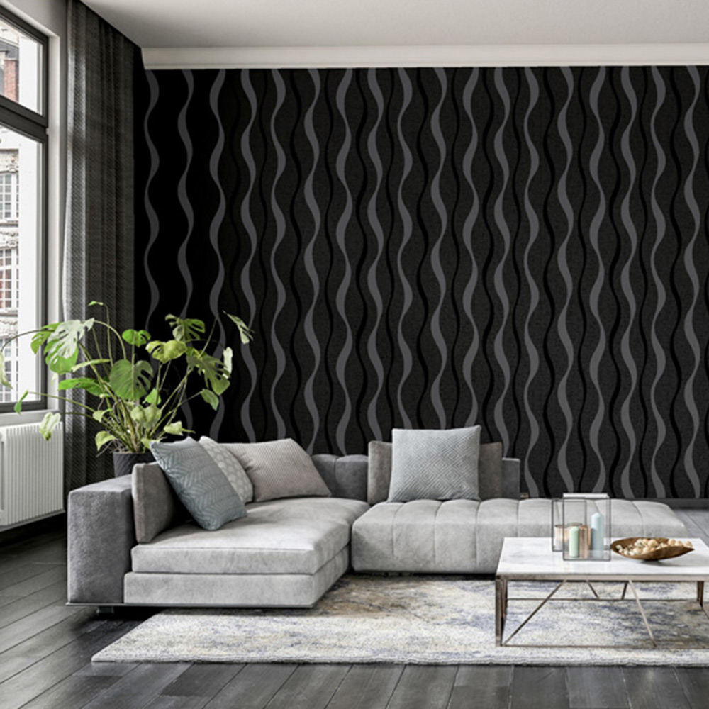 Arthouse Ribbon Geometric Black Wallpaper Image 4