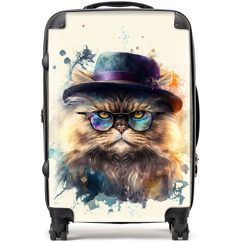 Warren Reed Designer Medium Persian Cat Splashart Suitcase Image 1